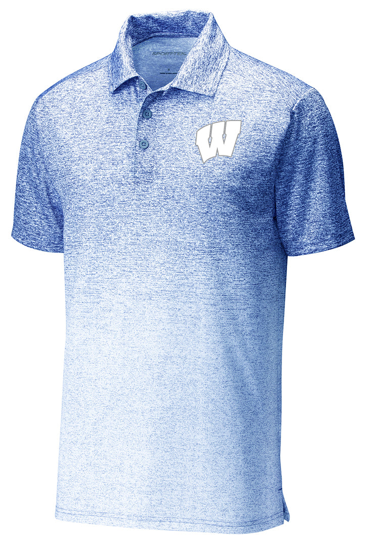 Windsor - Sport-Tek Ombre Heather Polo - White/ True Royal (ST671) - Southern Grace Creations