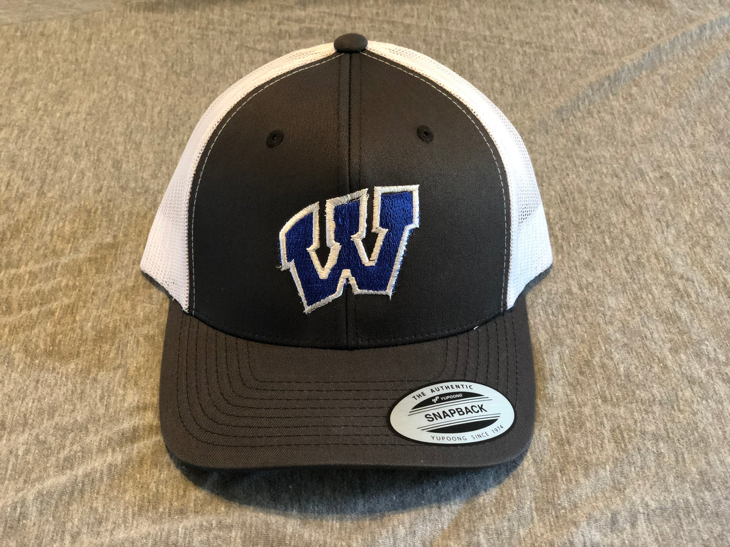 Windsor - Two-Stripe Snapback Trucker Cap (C113) - Charcoal/White - Southern Grace Creations