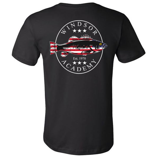 Windsor - Windsor Academy American Flag Fish - Black Short Sleeves Tee - Southern Grace Creations
