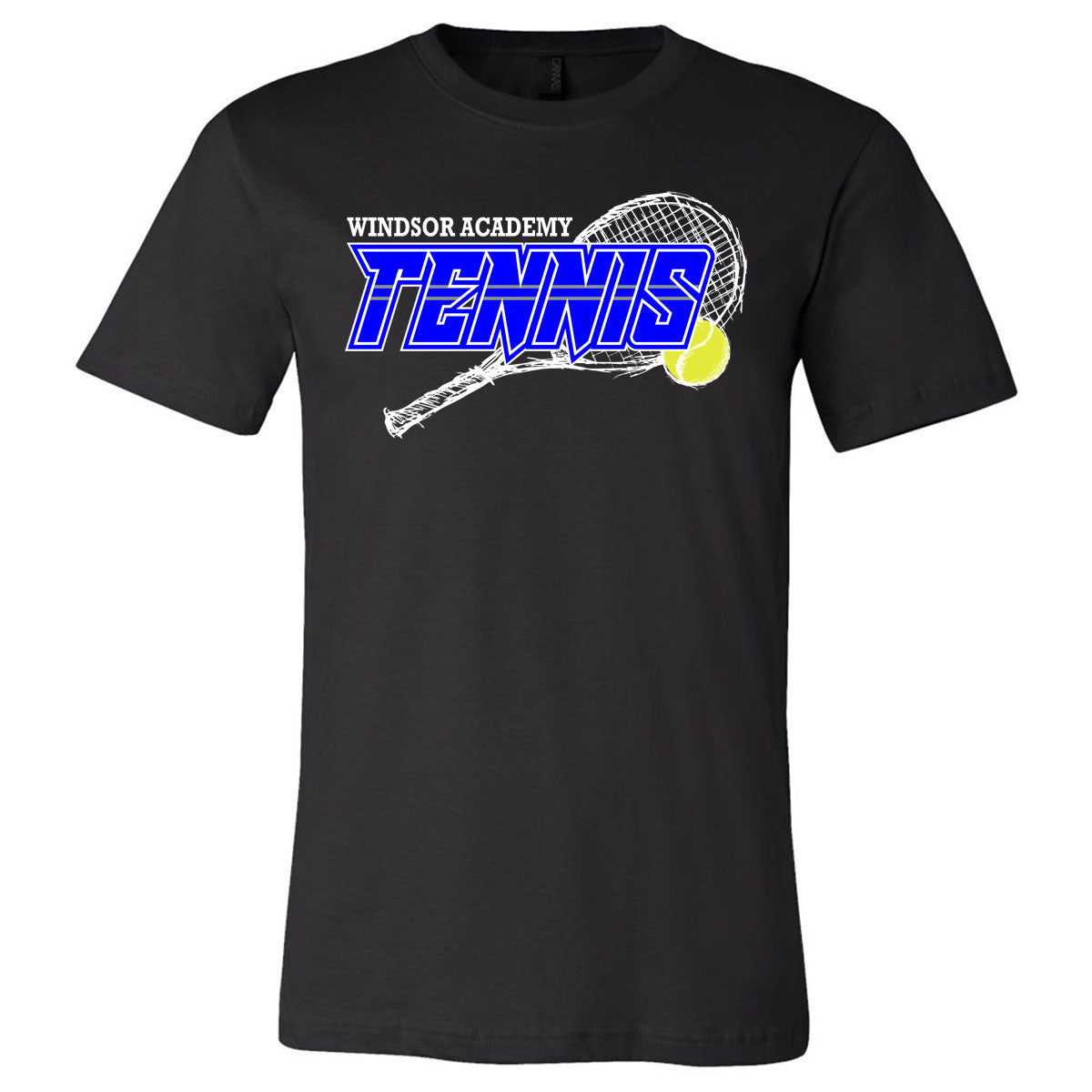 Windsor - Windsor Academy Tennis Sketch - Black (Tee/Hoodie/Sweatshirt) - Southern Grace Creations