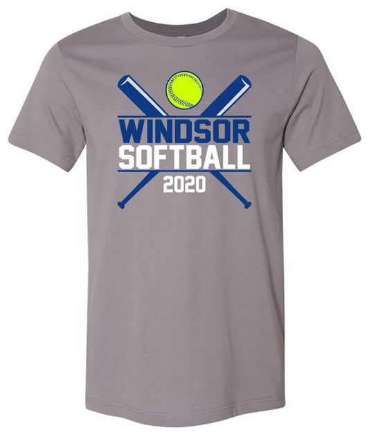 Windsor - Windsor Softball 2020 with Crossed Bats - Storm (Tee/Hoodie/Sweatshirt) - Southern Grace Creations