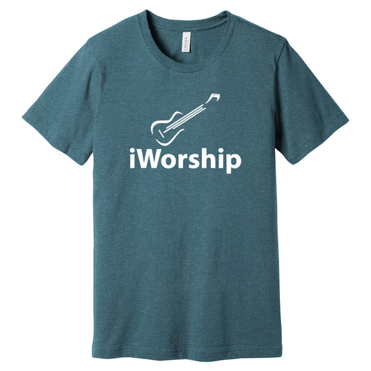 iWorship (Guitar) - Heather Slate Short Sleeves Tee - Southern Grace Creations