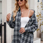 Mandy Pocketed Plaid Collared Neck Long Sleeve Shirt