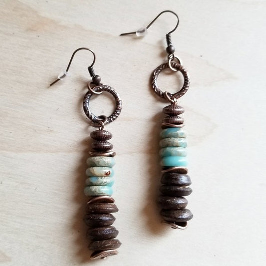 ••Aqua Terra and Wood Earrings