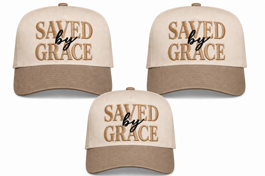 Saved By Grace Hat - Tan/Cream Snapback