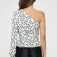 Polka Dot One Shoulder Formal Top with Tie