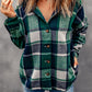 Button Up Plaid Hooded Jacket