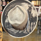 Vegan suede lasered cowboy hat horse, fold and barn