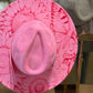 Vegan suede lasered cowboy hat horse, fold and barn