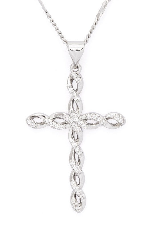 ••Cubic Zirconia Cross Pendant Necklace