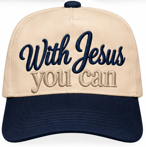 🤎 With Jesus, You Can — Embroidered Trucker Hat