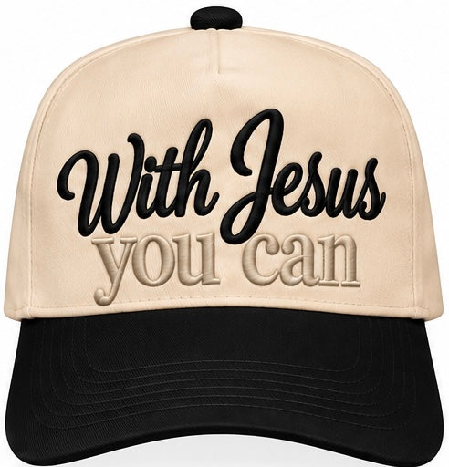 🤎 With Jesus, You Can — Embroidered Trucker Hat