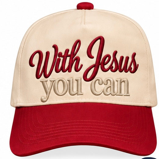 🤎 With Jesus, You Can — Embroidered Trucker Hat