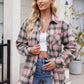 Mandy Pocketed Plaid Collared Neck Long Sleeve Shirt