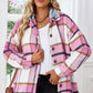 Button Up Plaid Hooded Jacket