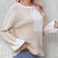 Contrast Round Neck Long Sleeve Sweater