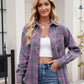 Mandy Pocketed Plaid Collared Neck Long Sleeve Shirt