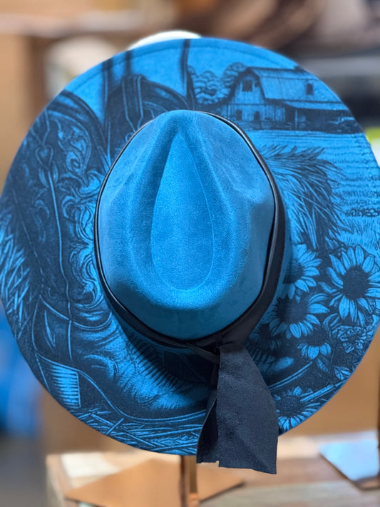 Cowgirl Boots & Sunflowers wide brim, cowboy hat EB628