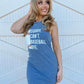 Blue Acid-Washed SORRY. CAN’T. BASEBALL. BYE. Ribbed Mini Dress