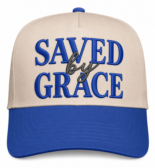 Saved By Grace Hat - Royal/Cream Snapback