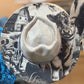 Vegan suede lasered cowboy hat horse, fold and barn