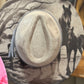 Vegan suede lasered cowboy hat horse, fold and barn