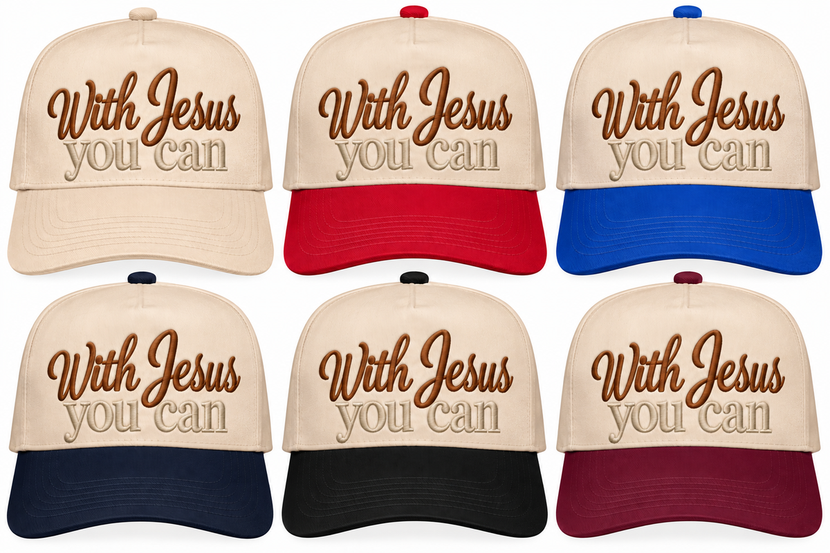🤎 With Jesus, You Can — Embroidered Trucker Hat