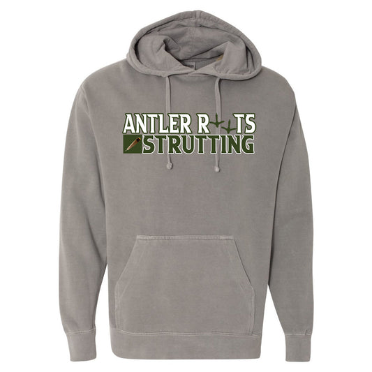Antler Roots - Antler Roots Strutting with Feet and Feather - Comfort Color - Grey (Tee/Hoodie/Sweatshirt) - Southern Grace Creations