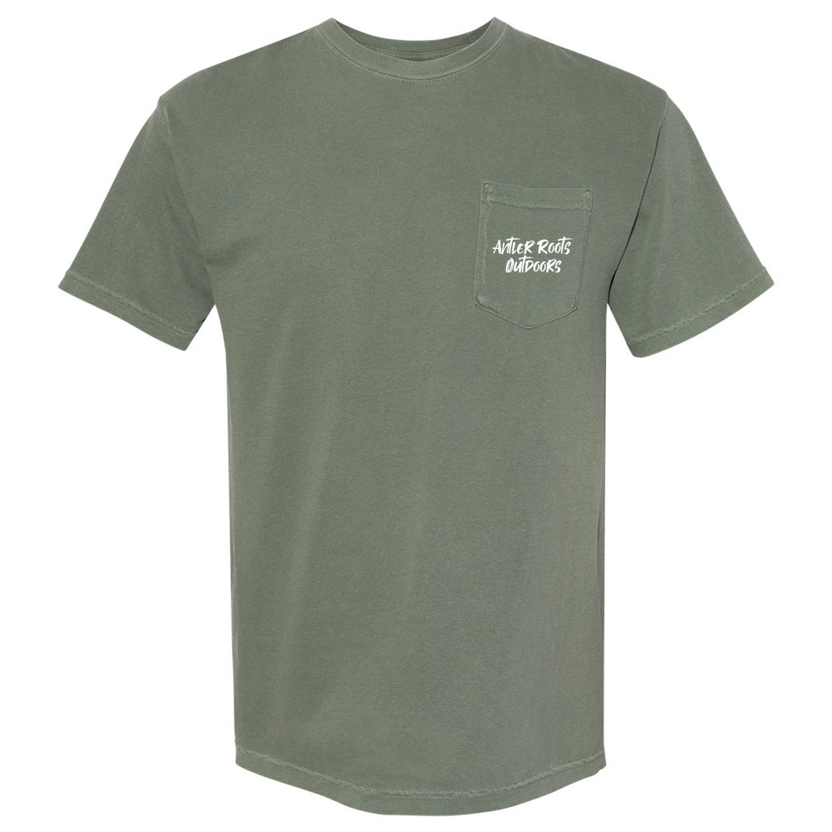 Antler Roots - Dirt Road Country - Comfort Color - Moss Short Sleeves Pocket Tee - Southern Grace Creations