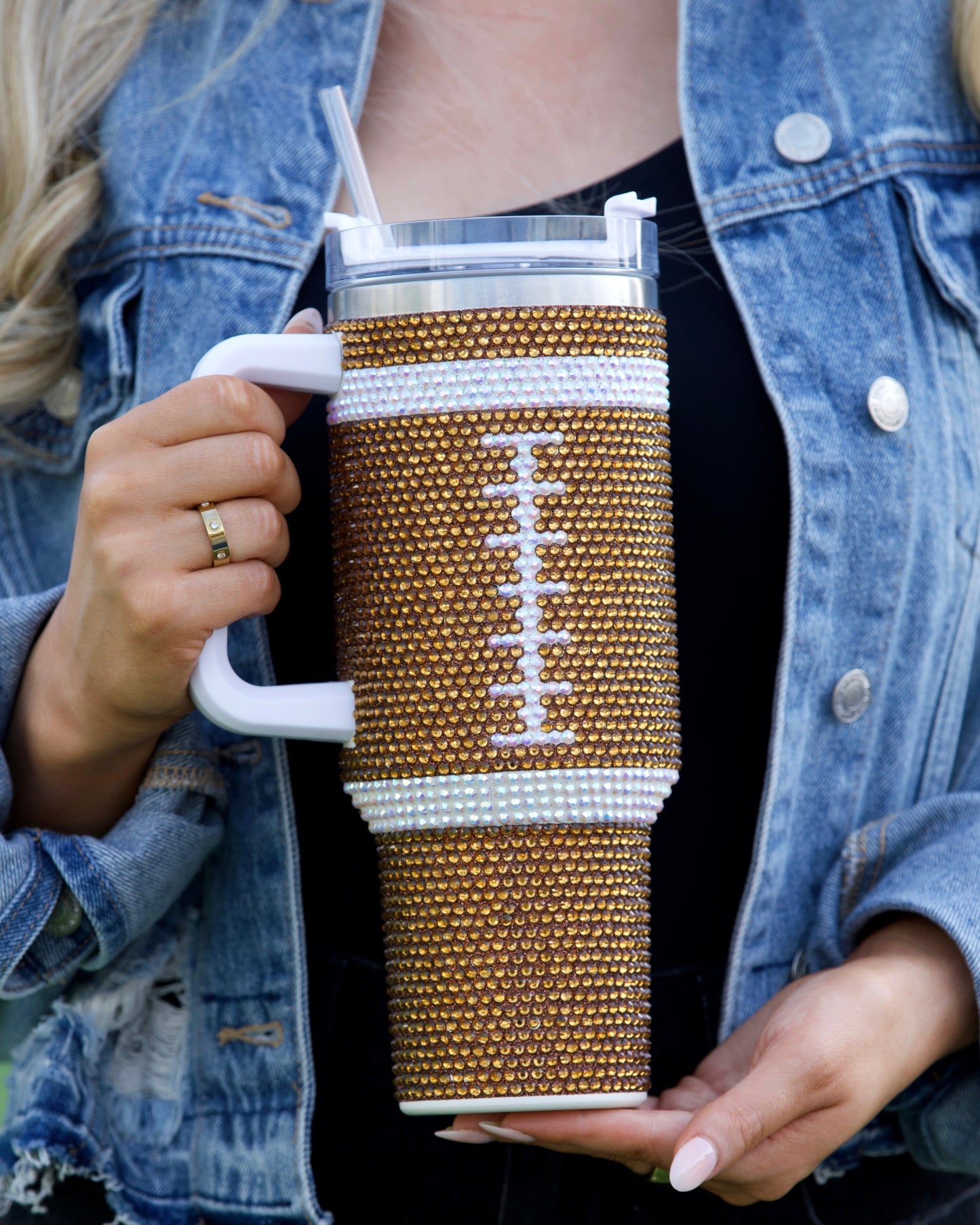 Crystal Football "Blinged Out" 40 Oz. Tumbler