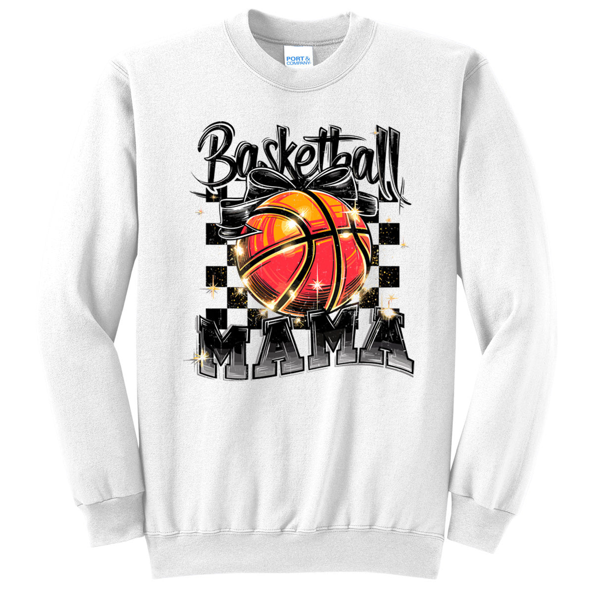 •Basketball Mama Checker Board and Bow - White (Tee/Drifit/Hoodie/Sweatshirt)