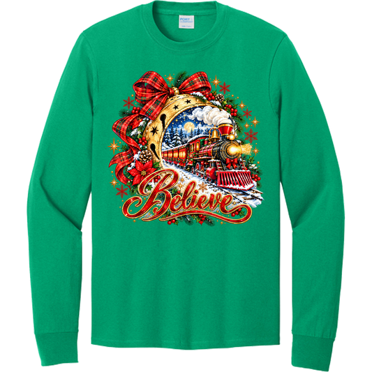 Believe - Christmas Train - Kelly Green (Tee/Sweatshirt/Hoodie)