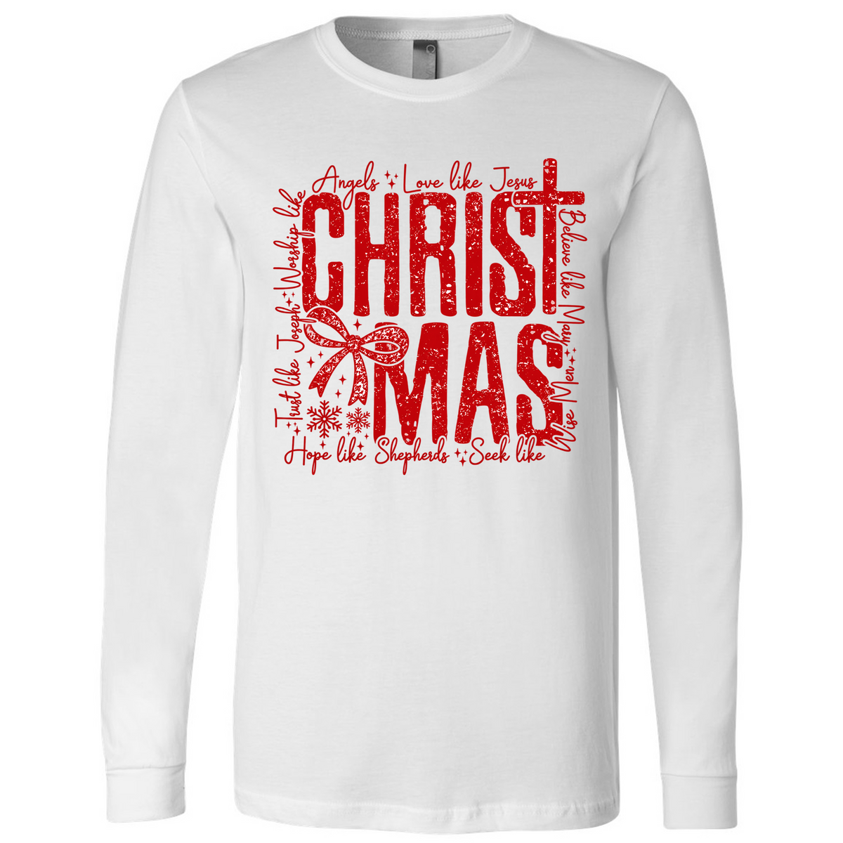 Christmas faith typography with bow and cross - White (Tee/Sweatshirt/Hoodie)