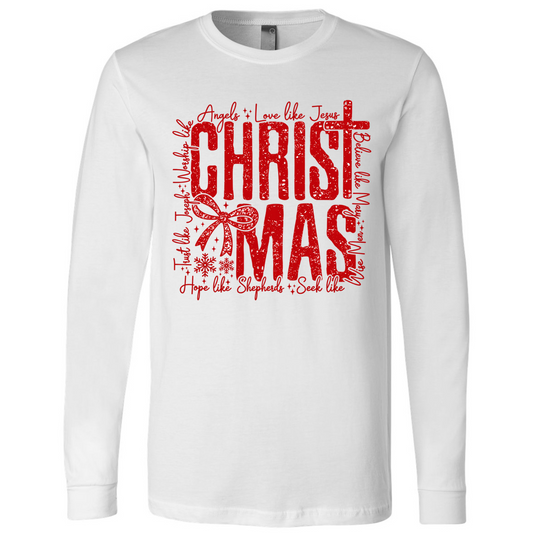Christmas faith typography with bow and cross - White (Tee/Sweatshirt/Hoodie)