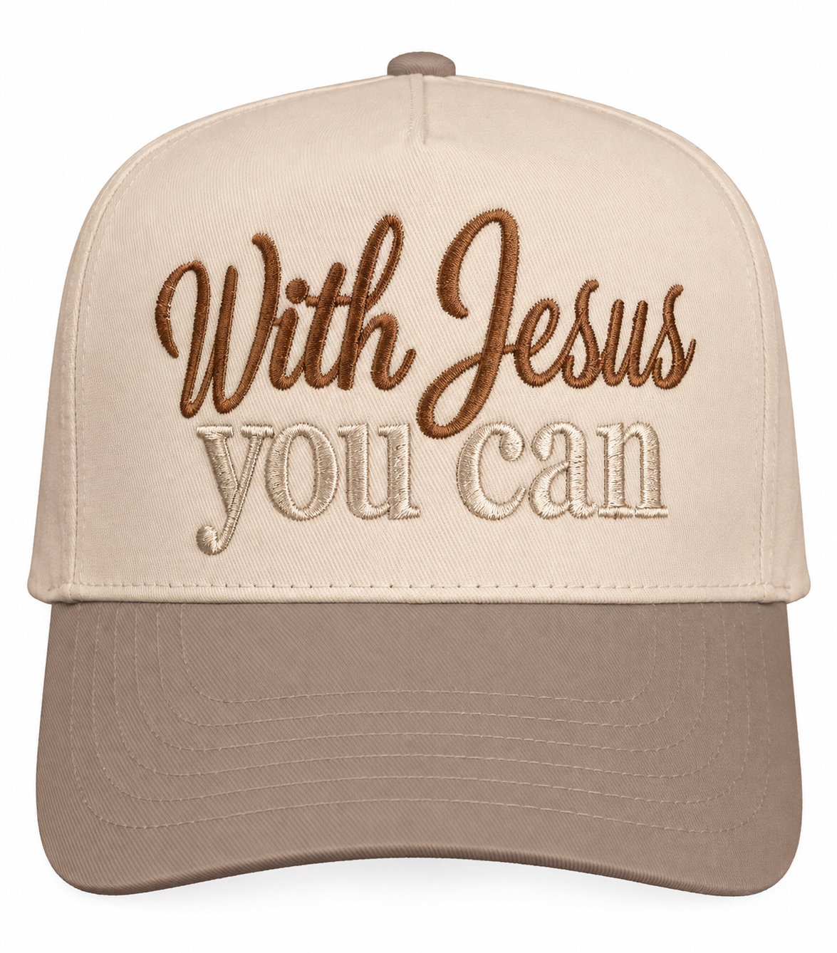 🤎 With Jesus, You Can — Embroidered Trucker Hat