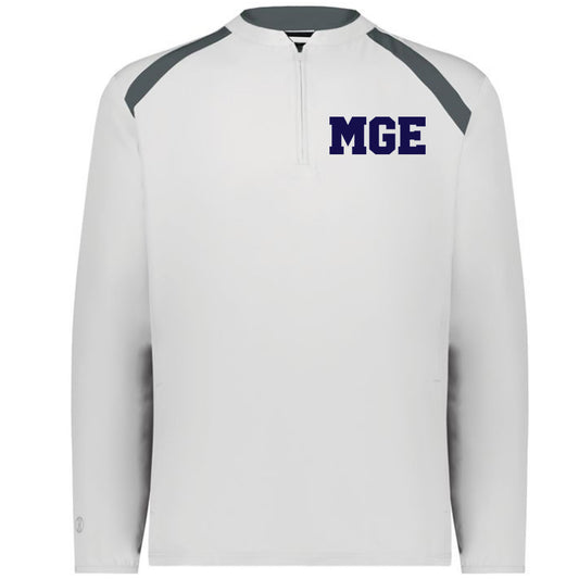 Elite - Clubhouse Longsleeves Cage Jacket with MGE (Varsity Font) - White - Southern Grace Creations