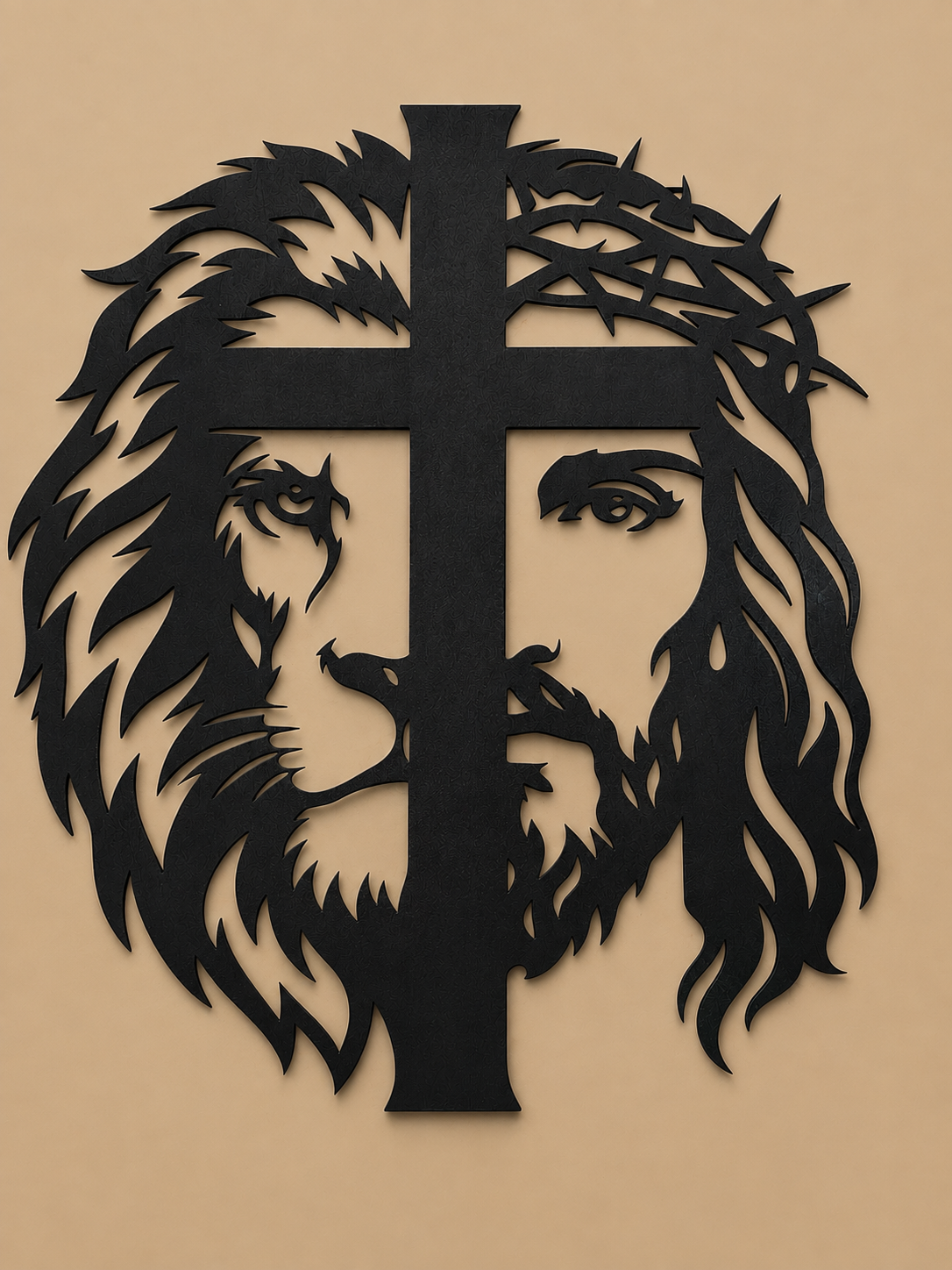 Lion Jesus Cross Woodart