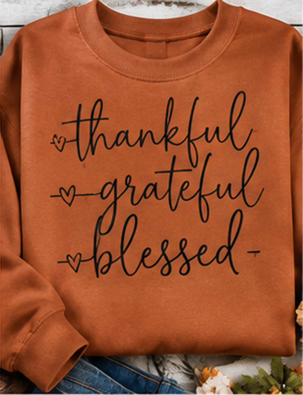 Handwritten thankful, grateful, blessed stack (Tee/Sweatshirt/Hoodie)