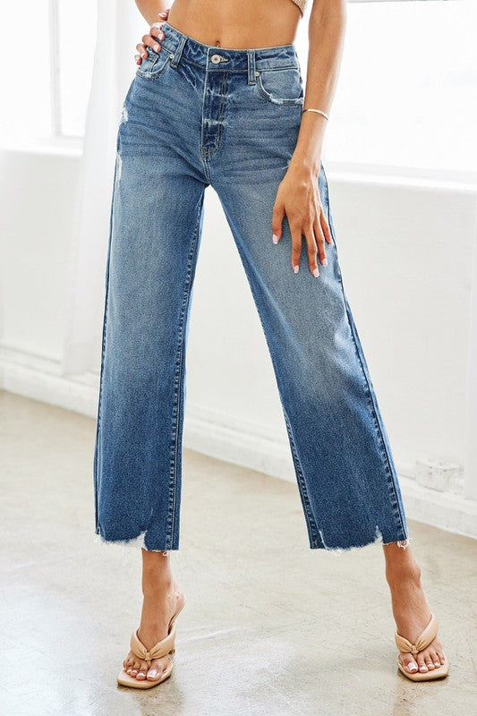 High Rise Slim Wide Leg Jeans - Southern Grace Creations