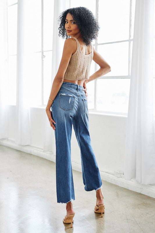 High Rise Slim Wide Leg Jeans - Southern Grace Creations