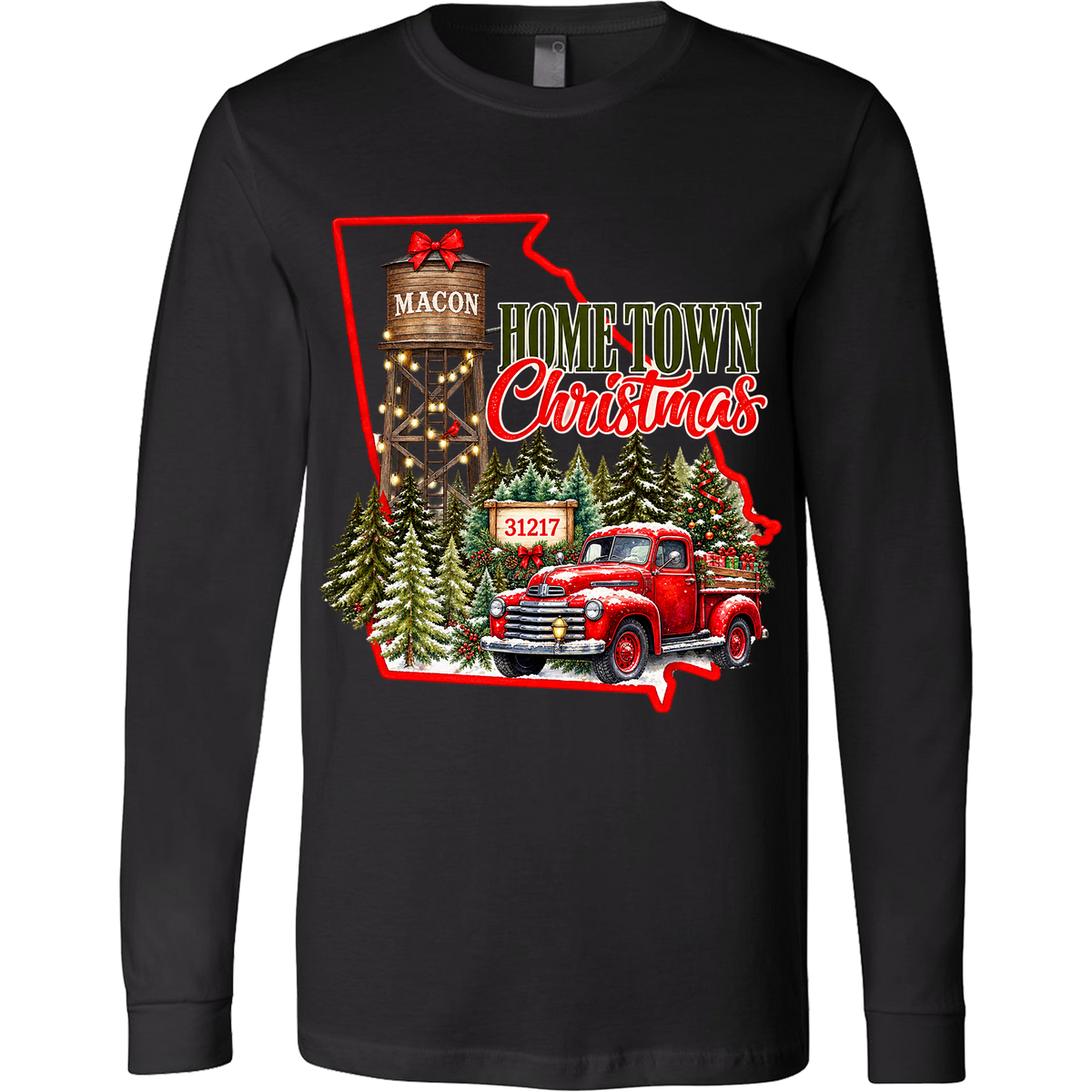 Hometown Christmas State of Georgia - Black (Tee/Sweatshirt/Hoodie)