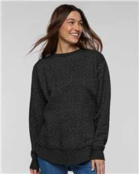 Windsor - Women’s Weekend Fleece Crewneck Sweatshirt with WAK Knights Glitter Appliqué - Black Leopard (3525)