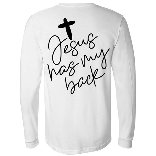 Jesus Has My Back With Cross - White (Tee/Hoodie/Sweatshirt) - Southern Grace Creations