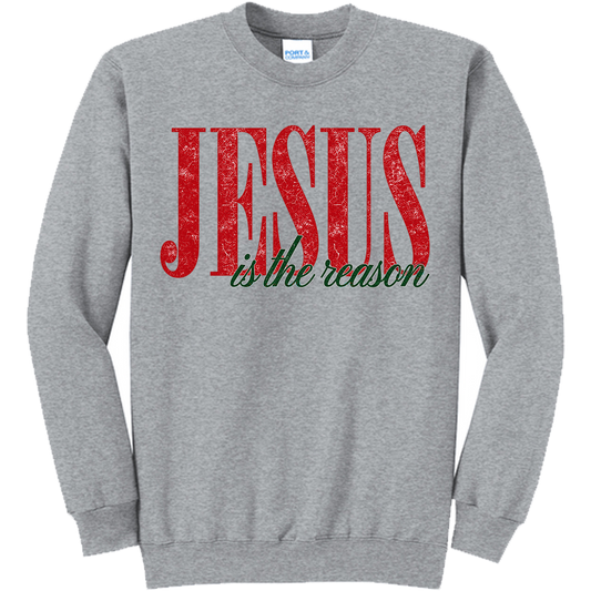 Jesus is the Reason for the Season Big Distressed Letters - Athletic Heather (Tee/Sweatshirt/Hoodie)