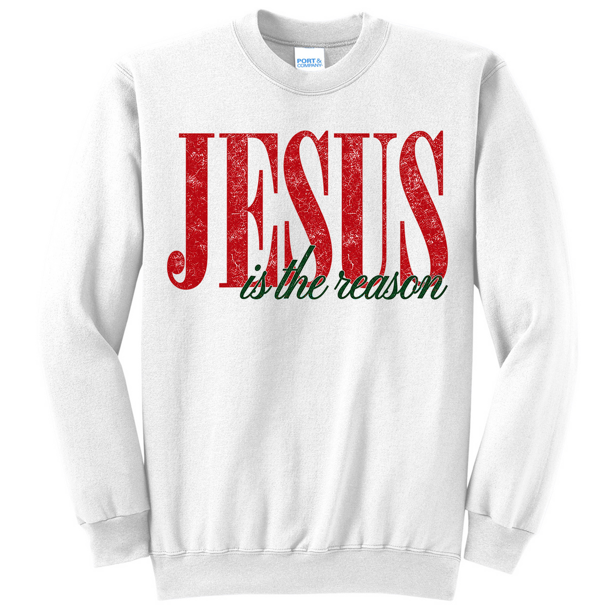 Jesus is the Reason for the Season Big Distressed Letters - White (Tee/Sweatshirt/Hoodie)