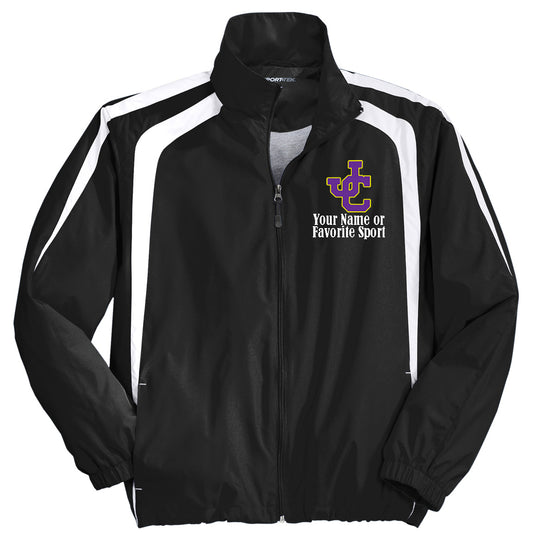 Jones County - Colorblock Raglan Jacket with Your Name or Favorite Sport - Black