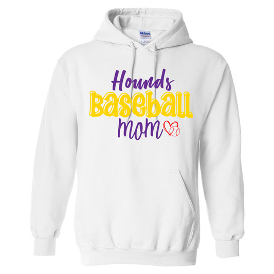Jones County - Hounds Baseball Mom Bubble Letters - White (Tee/Hoodie/Sweatshirt)