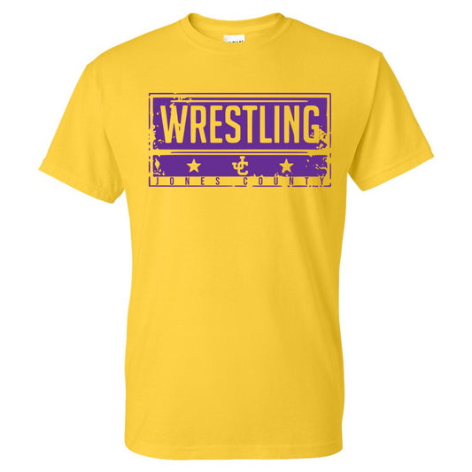 Jones County - Wrestling Rectangle - Yellow (Tee/DriFit/Hoodie/Sweatshirt) - Southern Grace Creations