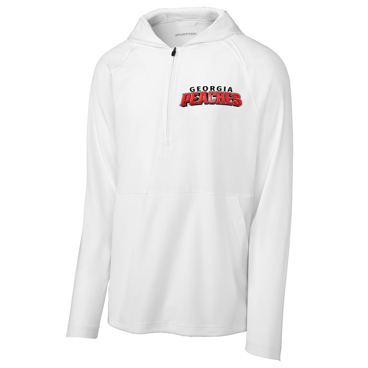 Peaches - Georgia Peaches Bronzier Curved Shadow - Repeat 1/2-Zip Long Sleeve Hooded Jacket - JST488 - White