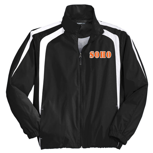 SOHO - Colorblock Raglan Jacket with SOHO (Stencil Font) - Black - Southern Grace Creations